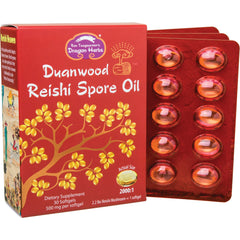 Dragon Herbs Reishi Spore Oil softgel bottle for convenient daily use.