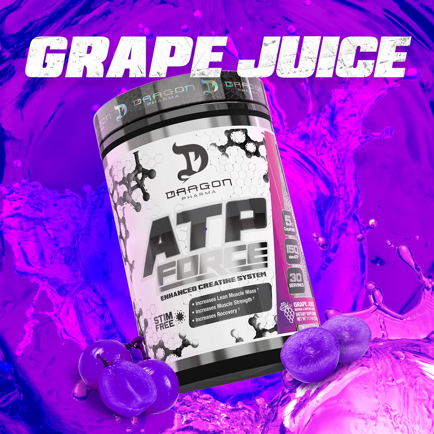 30-serving jar showcases stimulant-free creatine system.