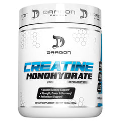 Dragon Pharma Creatine Monohydrate bottle front for reliable post-workout support