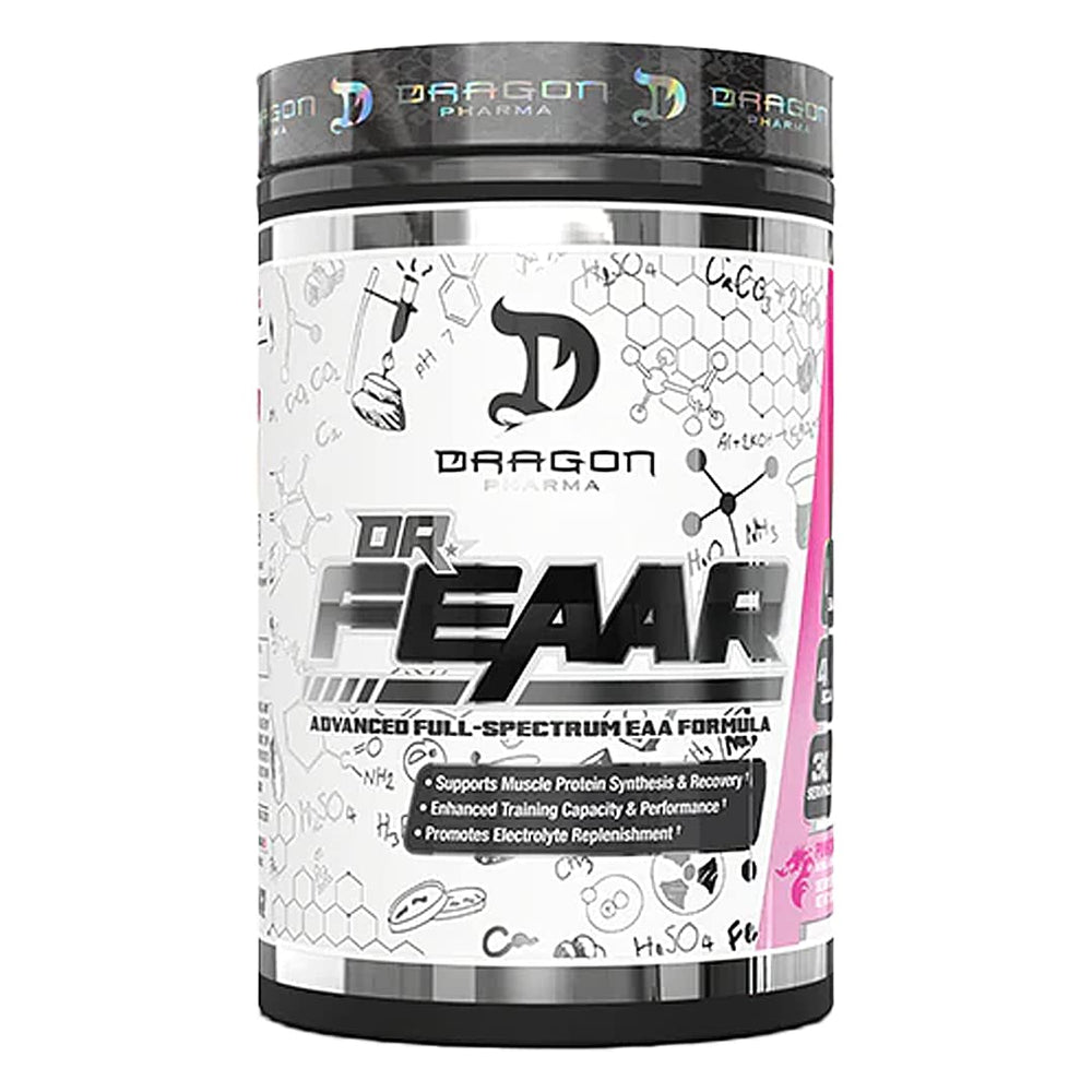 DRAGON PHARMA Dr. FEAAR bottle pour shows easy mixing after training.