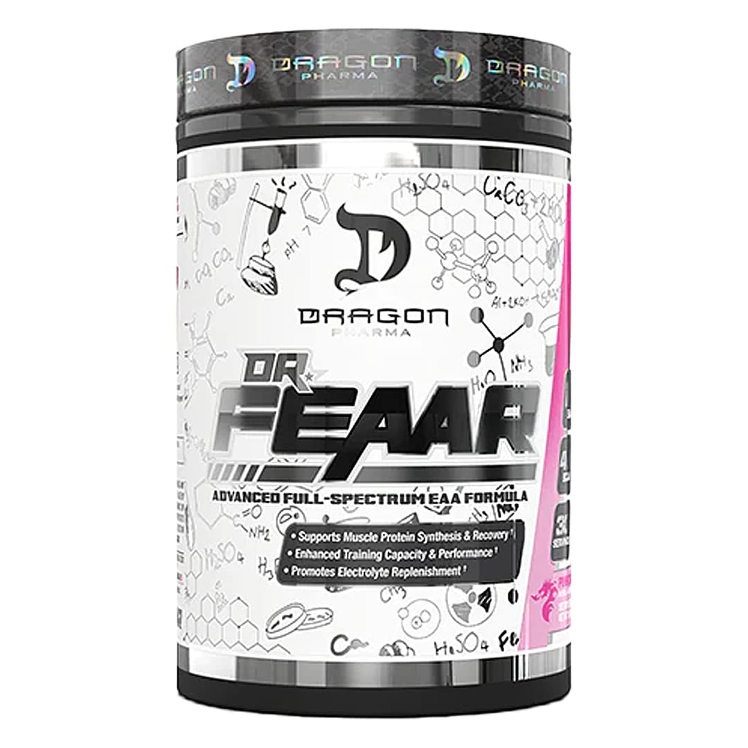 DRAGON PHARMA Dr. FEAAR bottle pour shows easy mixing after training.
