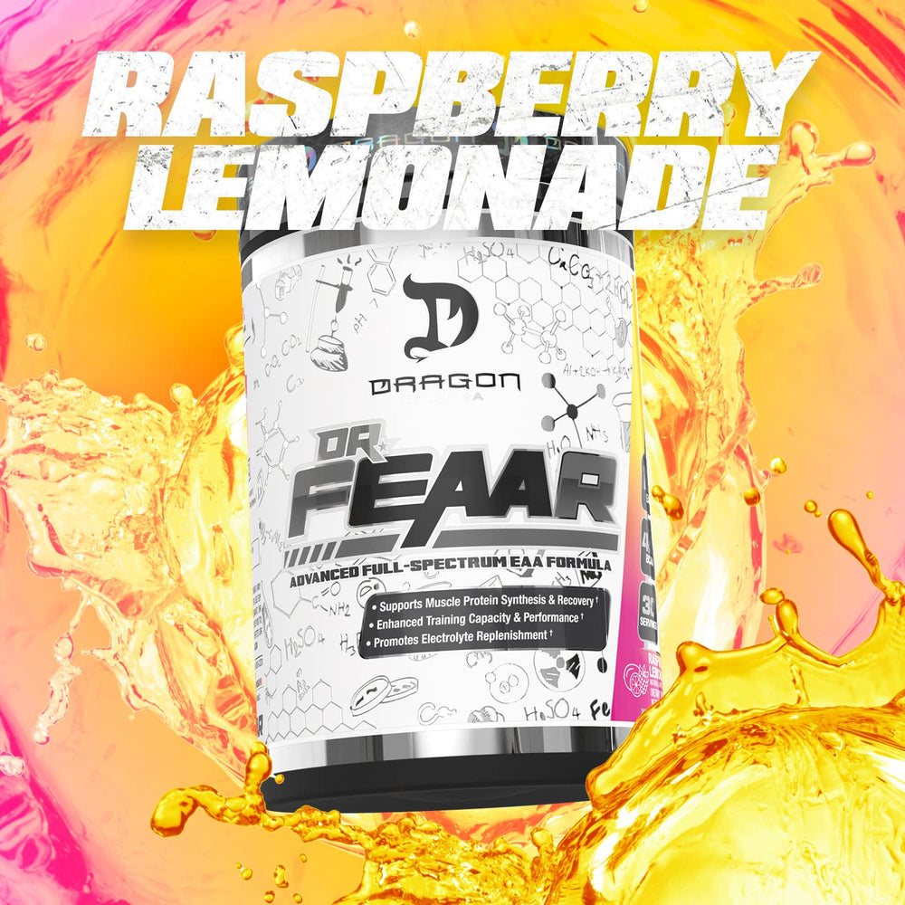Glass of Raspberry Lemonade DR. FEAAR after training session.