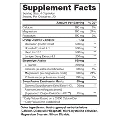Dragon Pharma DryUp capsules close-up highlighting a stim-free diuretic option.