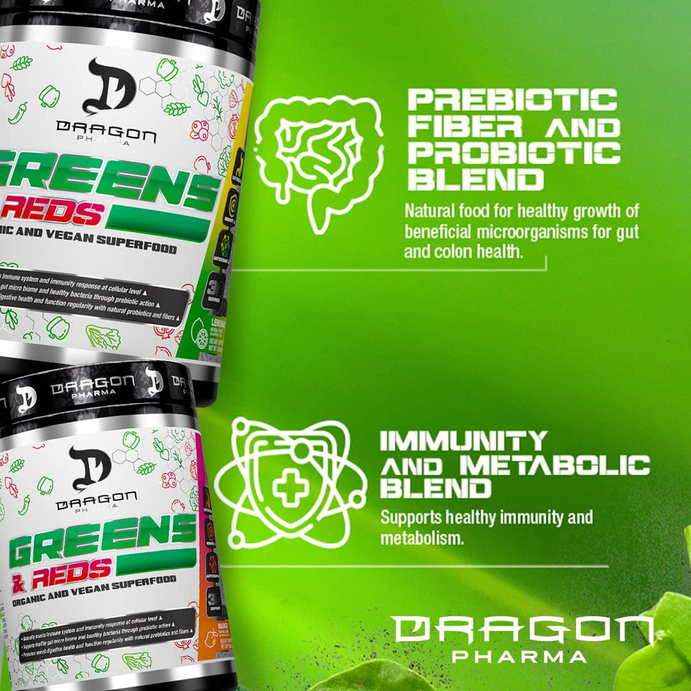 Dragon Pharma Greens and Reds scoop in hand ready for daily supplement ritual