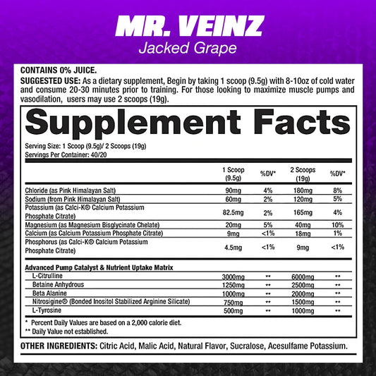 Dragon Pharma Mr. Veinz scoop dispense highlights easy dosing for focused performance before training