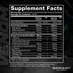 Dragon Pharma Venom Extreme scoop shows precise pre-workout dosing for workouts.