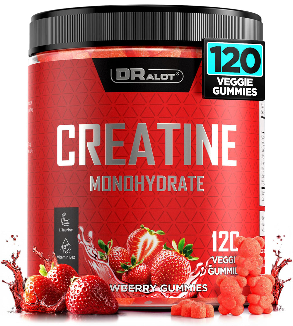 Dralot Creatine Monohydrate Gummies bottle front for vegan pre-workout support