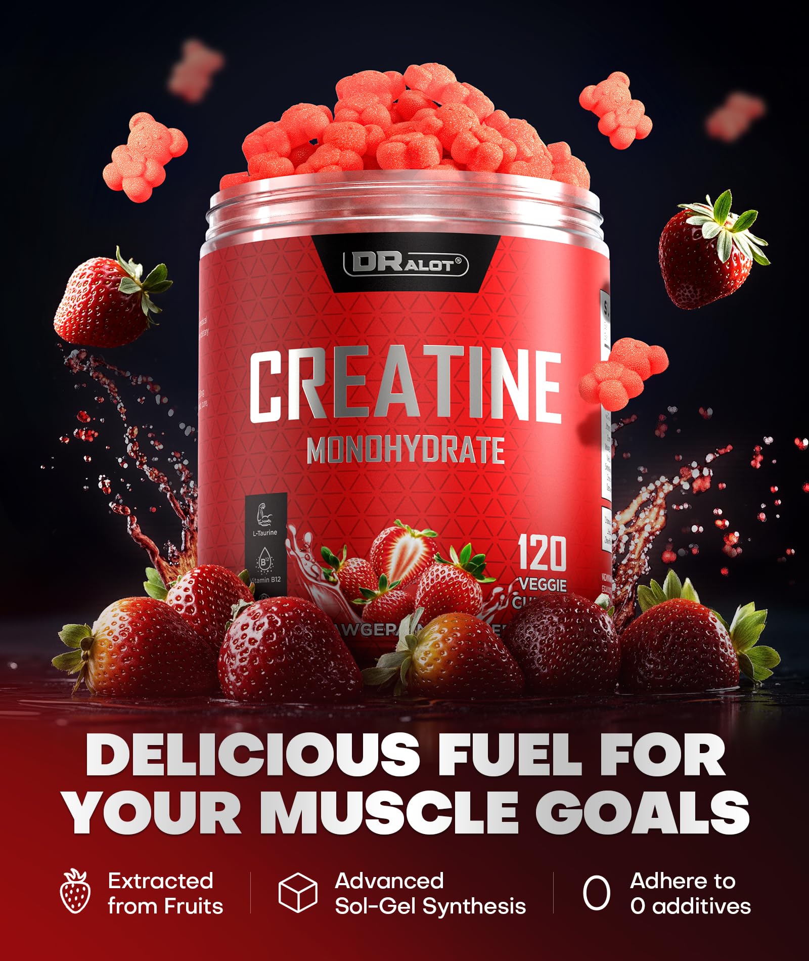 Dralot Creatine Monohydrate Gummies portable pack for on the go use