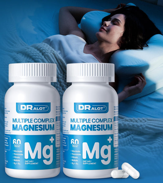 Dralot Quadruple Magnesium bottle showing the all-in-one formula for everyday wellness
