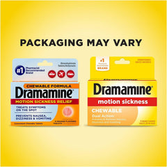 Dosing guidelines displayed on Dramamine packaging
