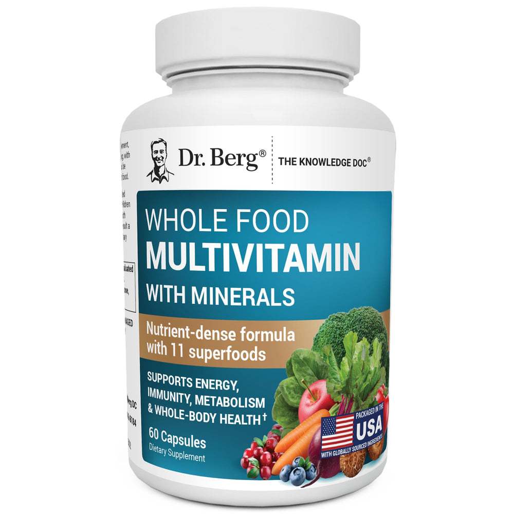 Dr. Berg Whole Food Multivitamin bottle front view for daily wellness.