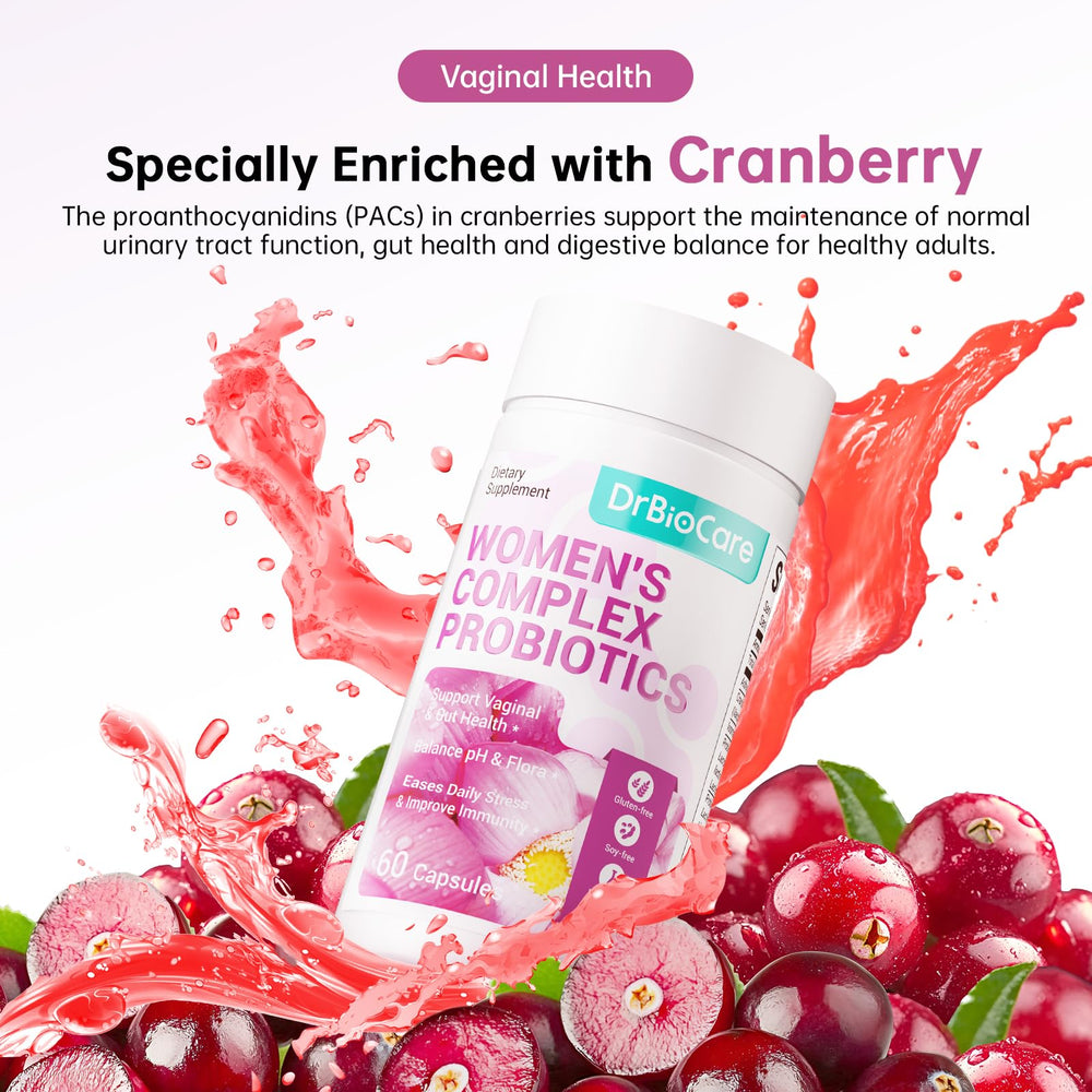 DrBioCare Ashwagandha Cranberry blend capsules for stress and immunity.