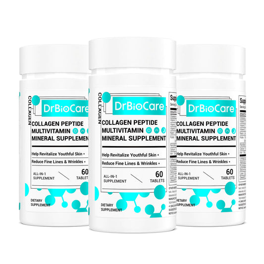DrBioCare Collagen Peptides bottle highlighting skin hydration potential.