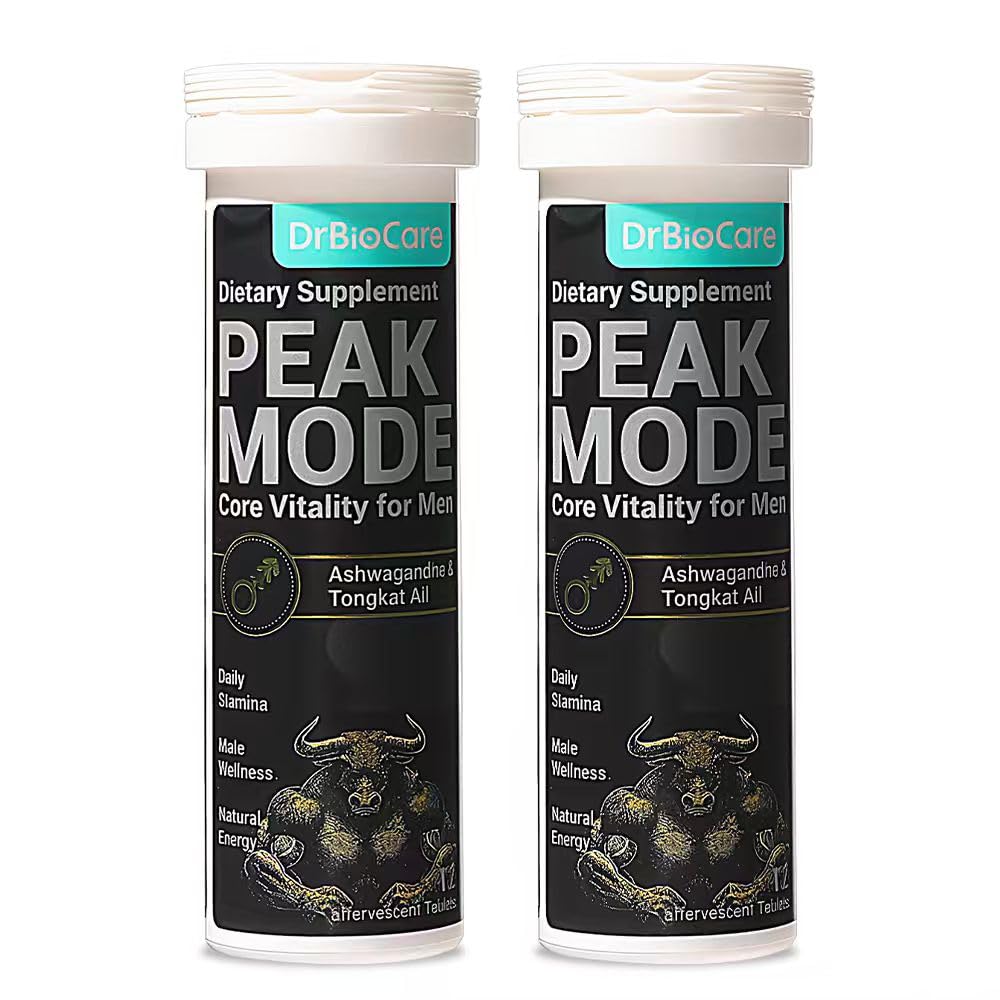 DrBioCare Peak Mode Core Vitality bottle showing berry effervescent tablets for daily energy