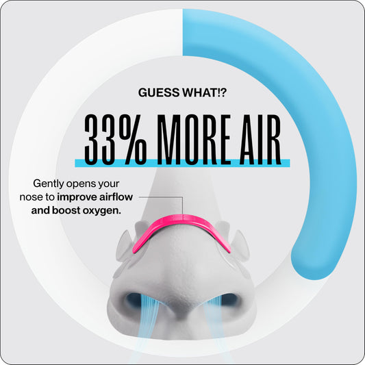 Dream Recovery Second Wind nasal strip on nose ready for clearer nighttime breathing