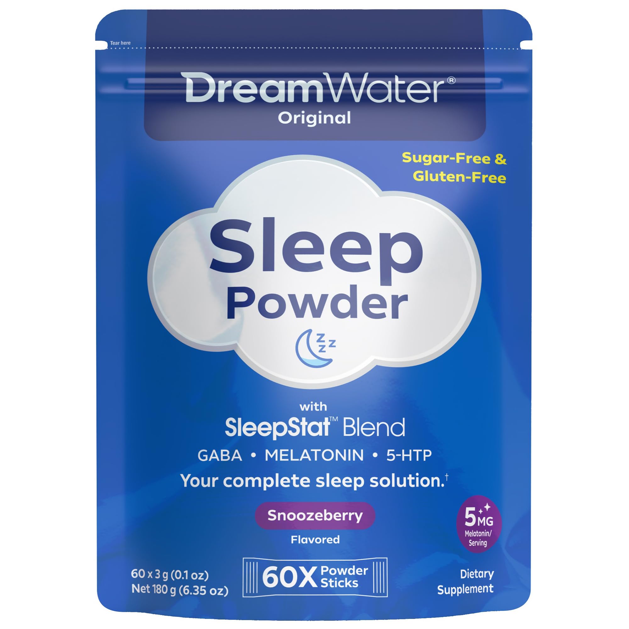 Dream Water Snoozeberry powder stick ready for bedtime ritual