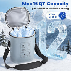DREAMSOME portable ice machine with bottle bundle for long-lasting cooling.