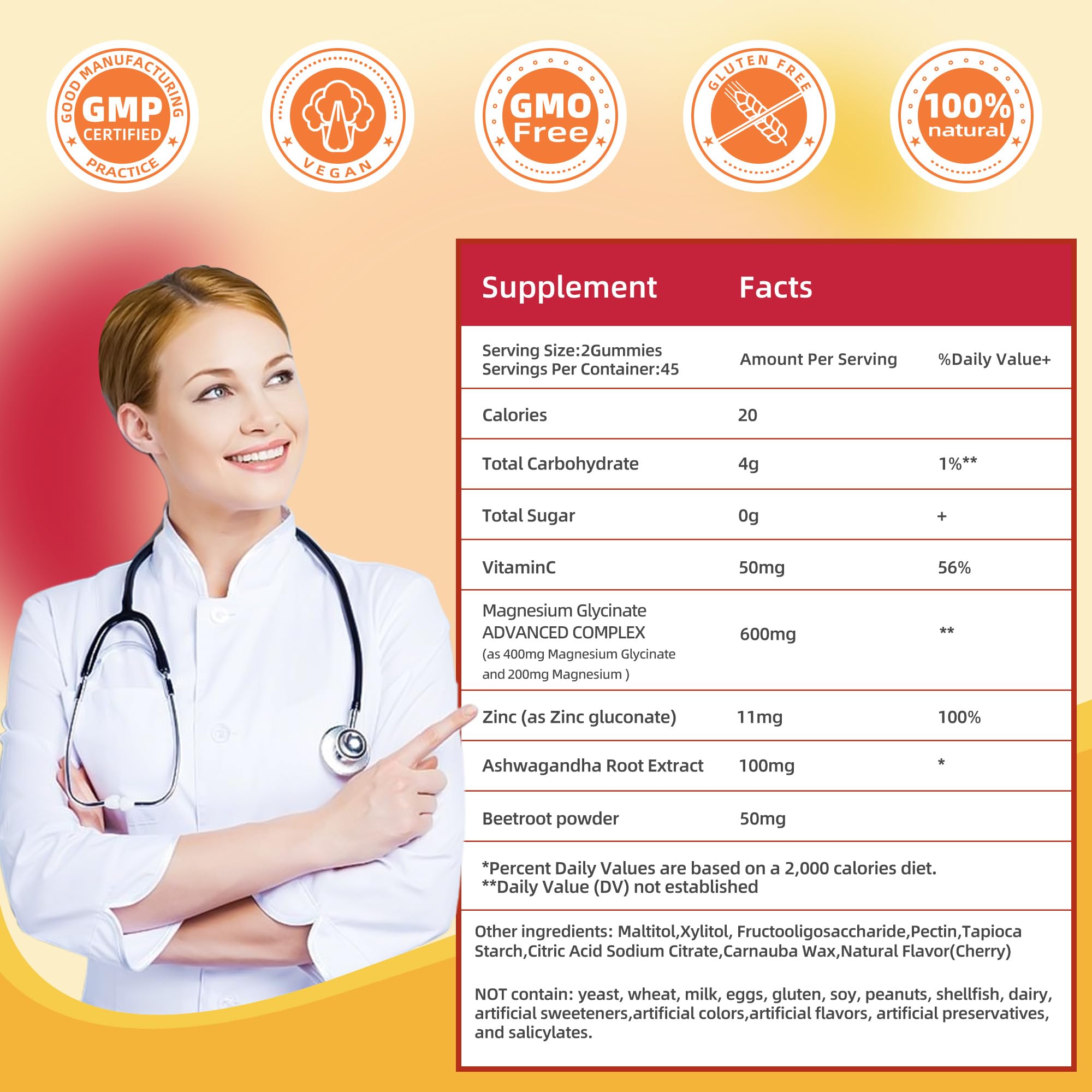 DREAVIO ingredient panel with beetroot and vitamin C benefits