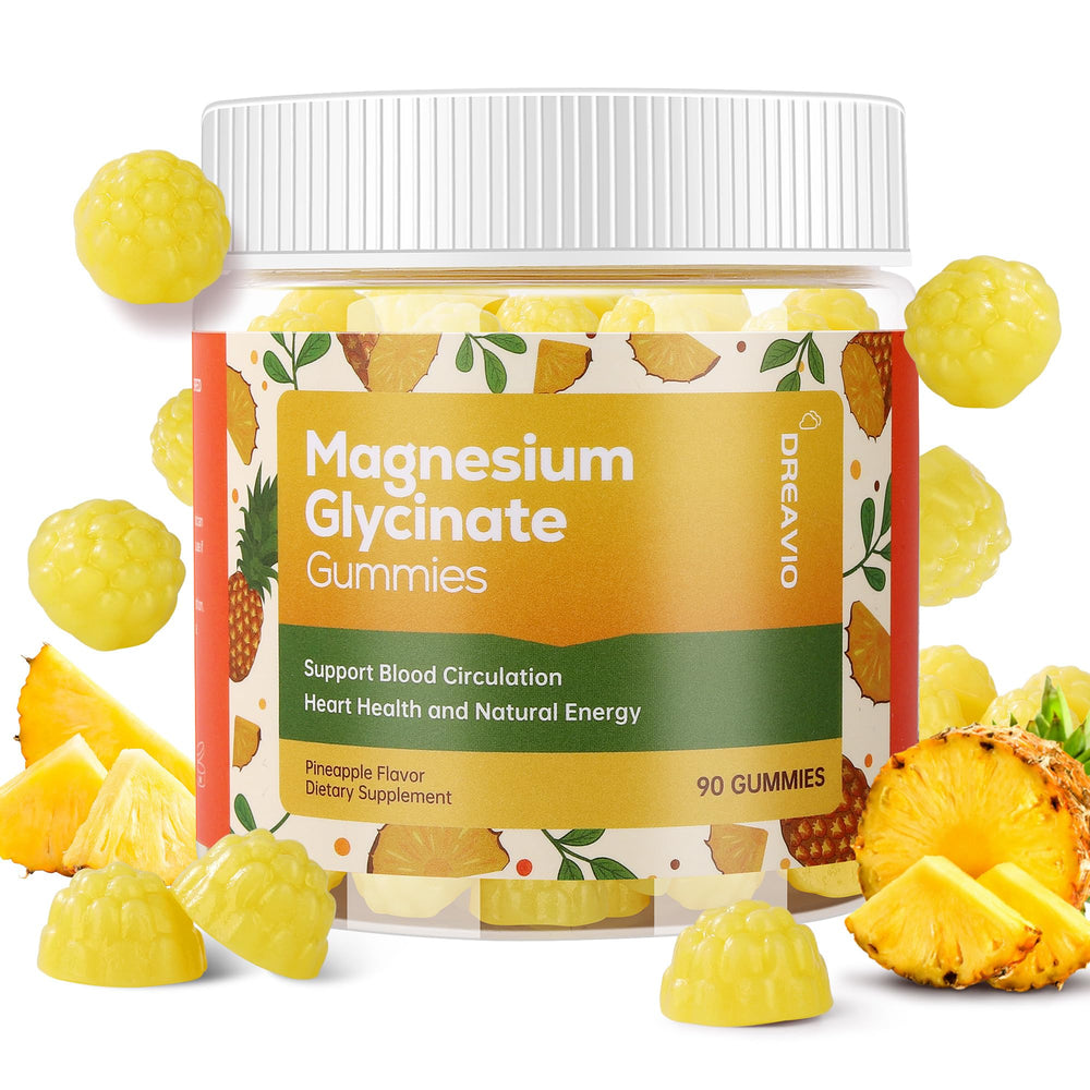 DREAVIO pineapple gummies bottle front view for relaxation