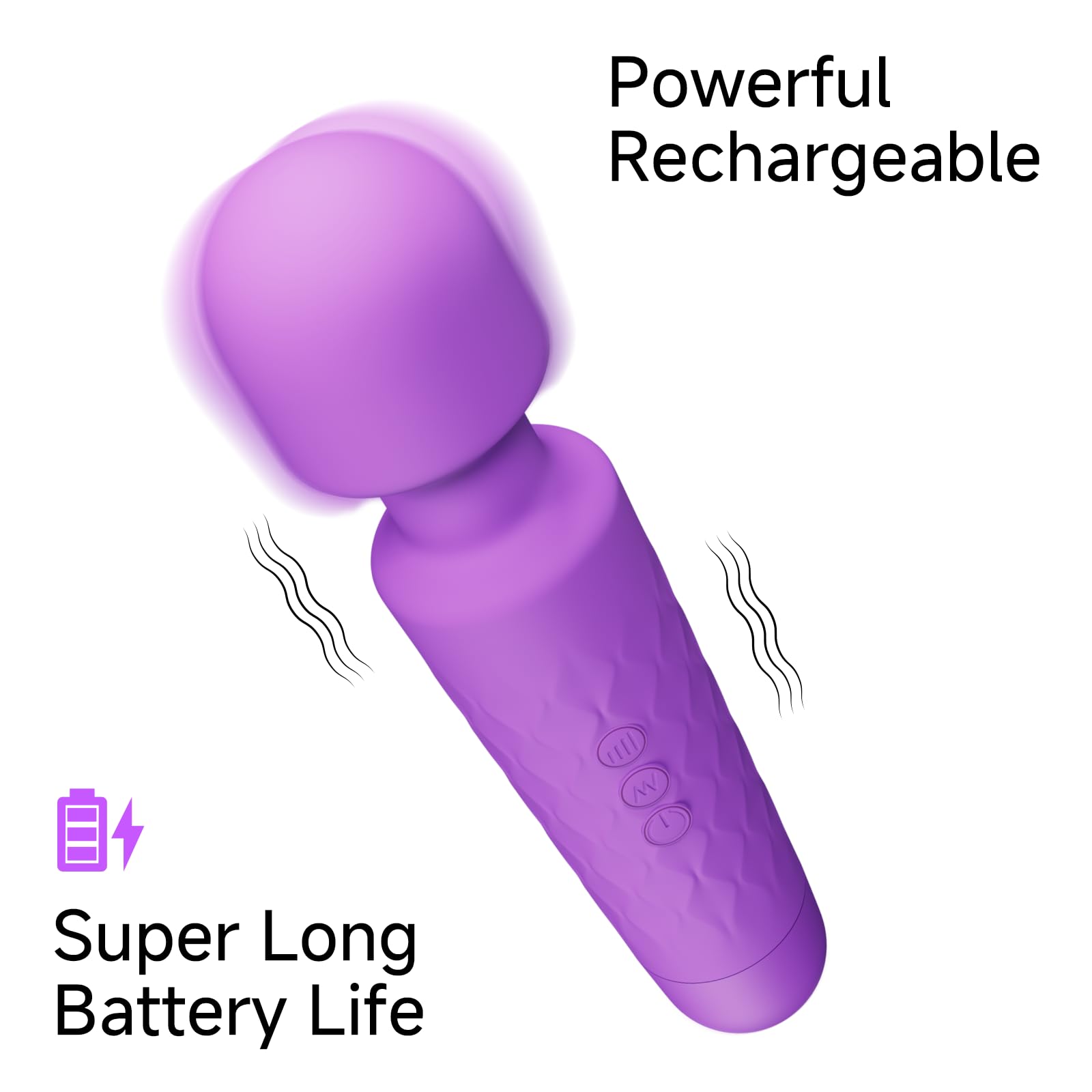 Dreress massage wand with skin-soft silicone, gentle touch for soothing massages.
