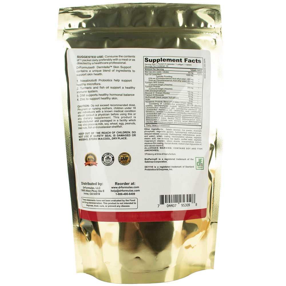 DrFormulas Dermtella turmeric bottle highlighting antioxidant support possibilities