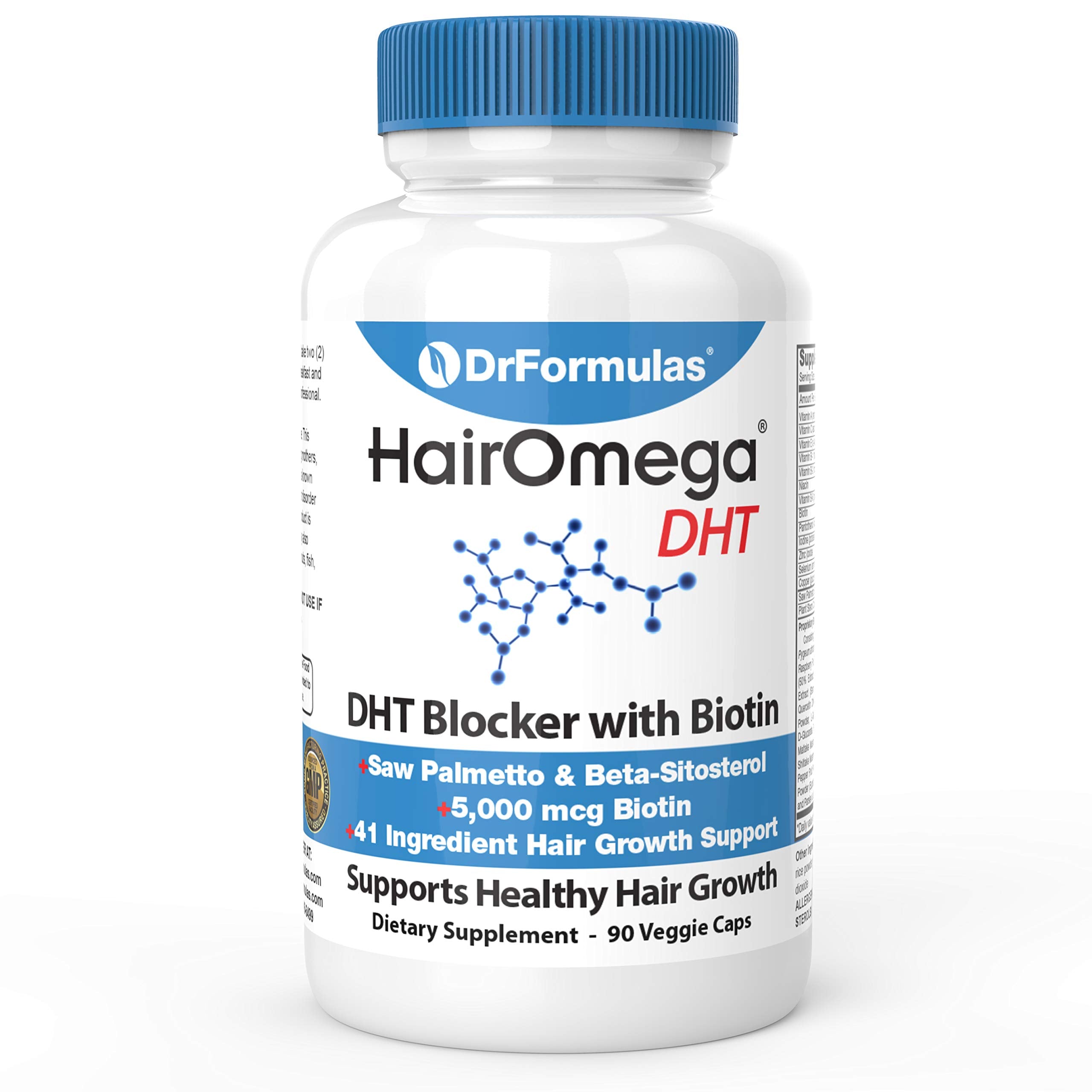 DrFormulas HairOmega DHT Blocker bottle front for daily hair support