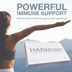 DRINK HRW Harmony packaging and bottle highlighting ImmunoLP20 and magnesium benefits