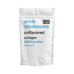 Drink Wholesome unflavored collagen powder bottle for easy digestion and sensitive stomach support.