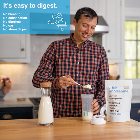 drink wholesome Vanilla Egg White Protein Powder shake glass for post-workout hydration