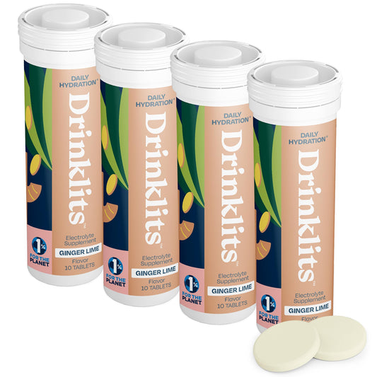 Drinklits Ginger-Lime tablets bottle pour for quick, sugar-free hydration