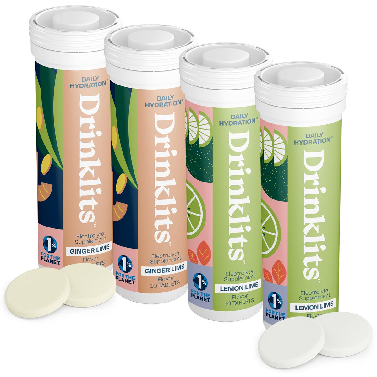 Drinklits Ginger-Lime tablets in a tube for on-the-go hydration.