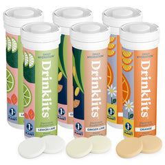 Drinklits Ginger-Lime tube ready to dissolve for a zesty electrolyte boost.