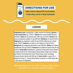Drinklits Lemon Immune drink in a glass with fizzy lemon notes.