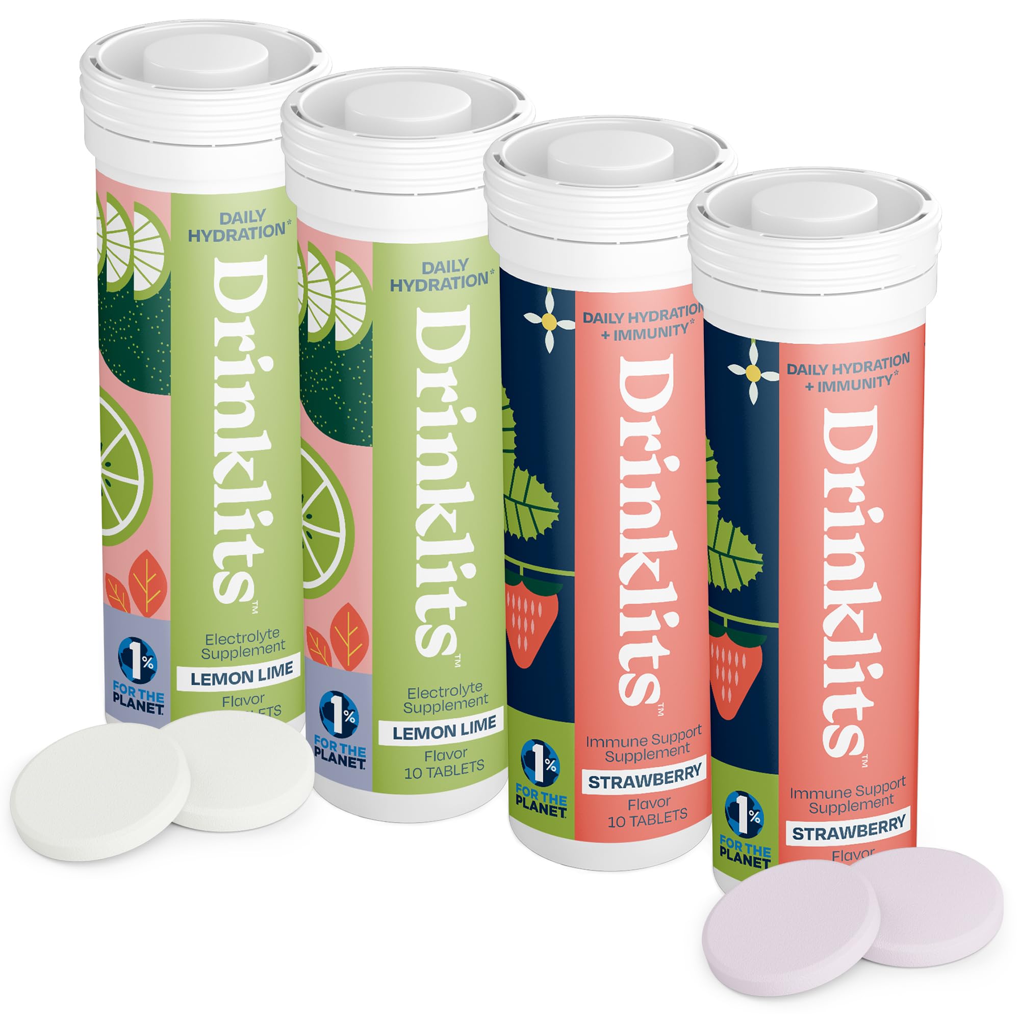 Drinklits Lemon-Lime Daily Hydration tube front view with sugar-free hydration.