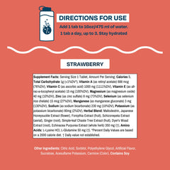 Drinklits strawberry flavor close-up highlighting sugar-free, gluten-free, dairy-free attributes.