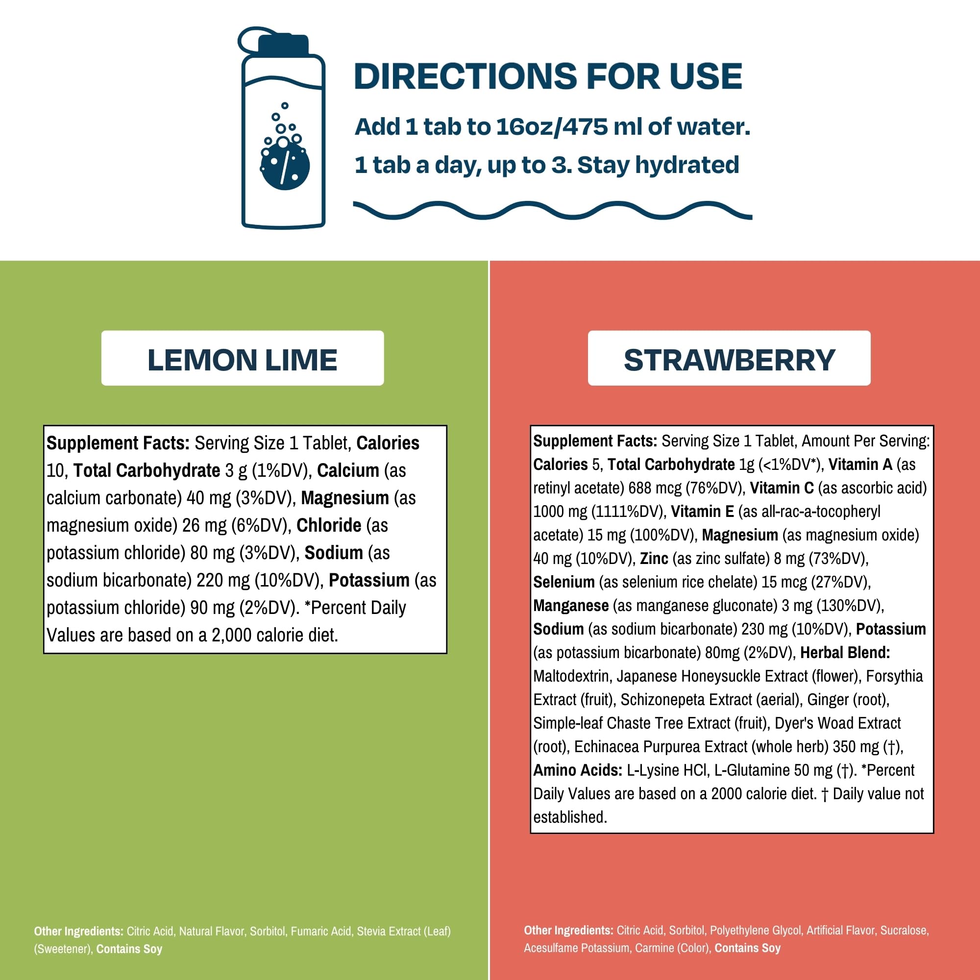 Drinklits Strawberry Immune Support tube side view, travel-ready.