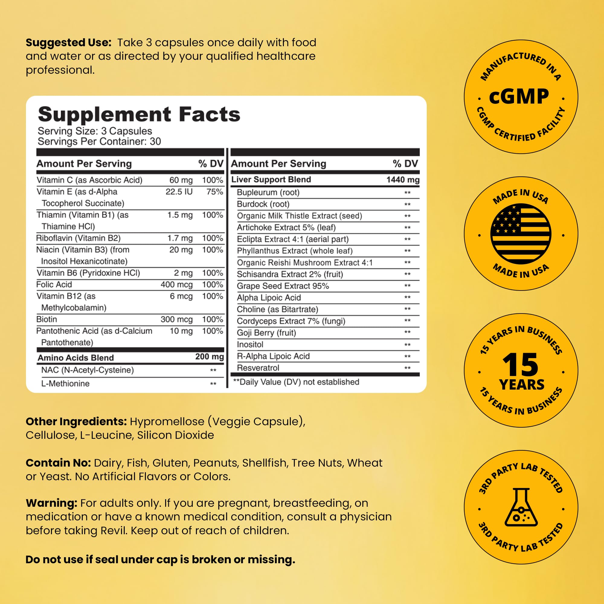 drinkwel Revil serving image shows capsules ready to take for daily health