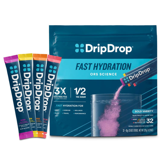 DripDrop Bold Variety Pack front display for on-the-go hydration options