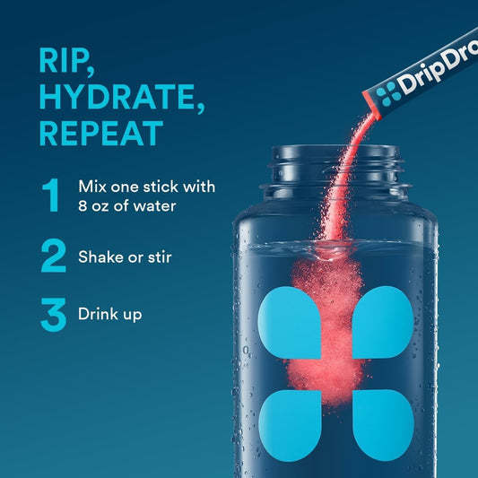 DripDrop Juicy Variety fruit punch packet for workouts
