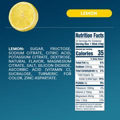 DripDrop Lemon bottle with packets for travel-ready hydration during workouts.