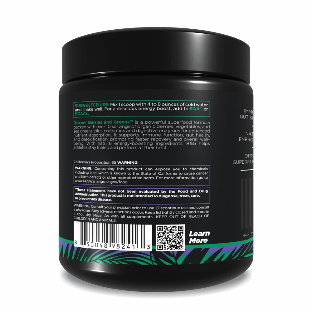 Driven B&G recovery-rich phytonutrients image implying post-workout rejuvenation potential.