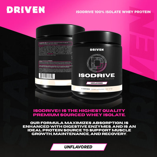 ISODRIVE scoop shows precise measurement for post-workout protein.