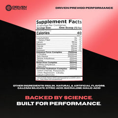 Driven Nutrition PRE WOD Blazin’ Cherry poured before evening workouts for steadier focus.