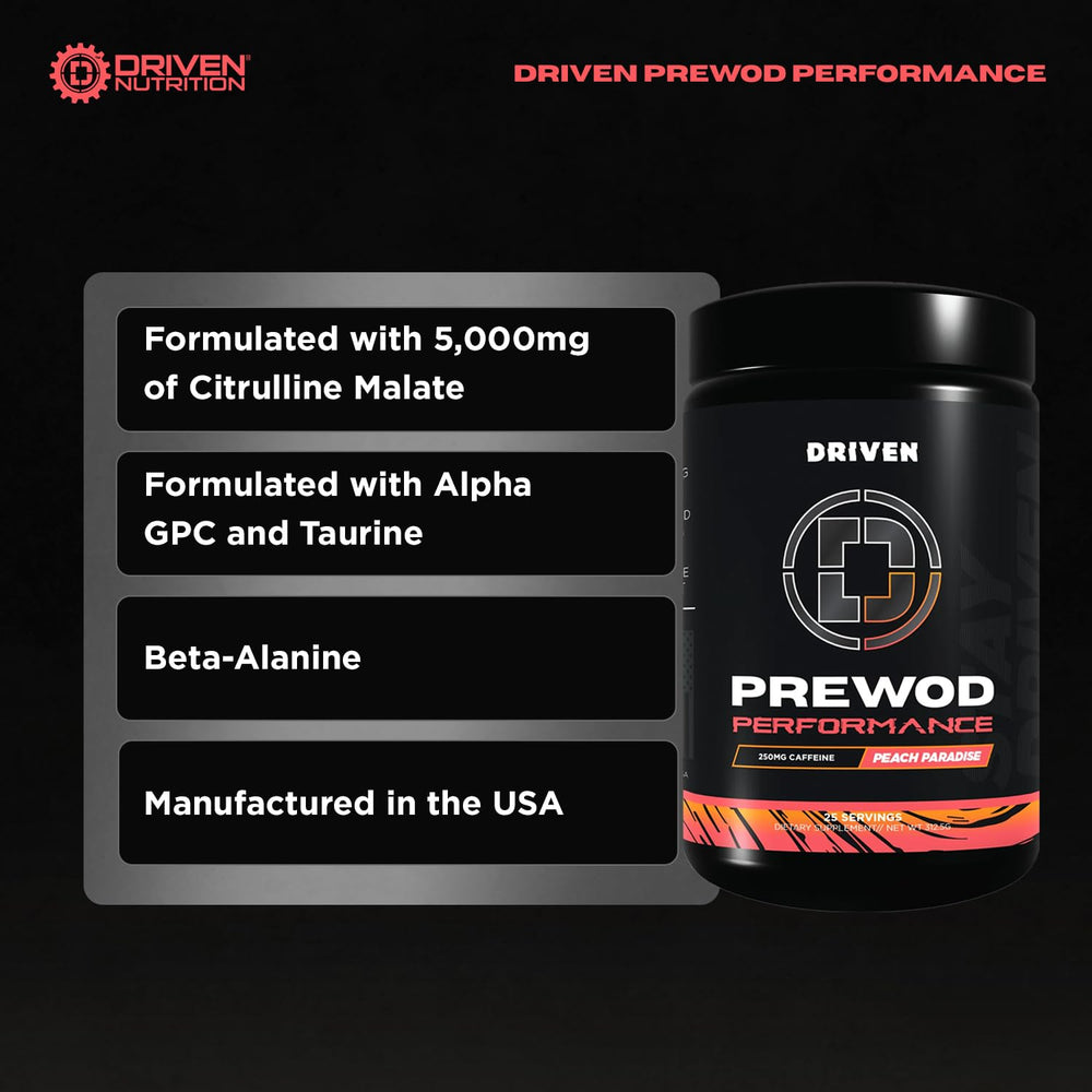 Driven Nutrition PRE WOD Island Charge stimulant-free powder with electrolytes for hydration.