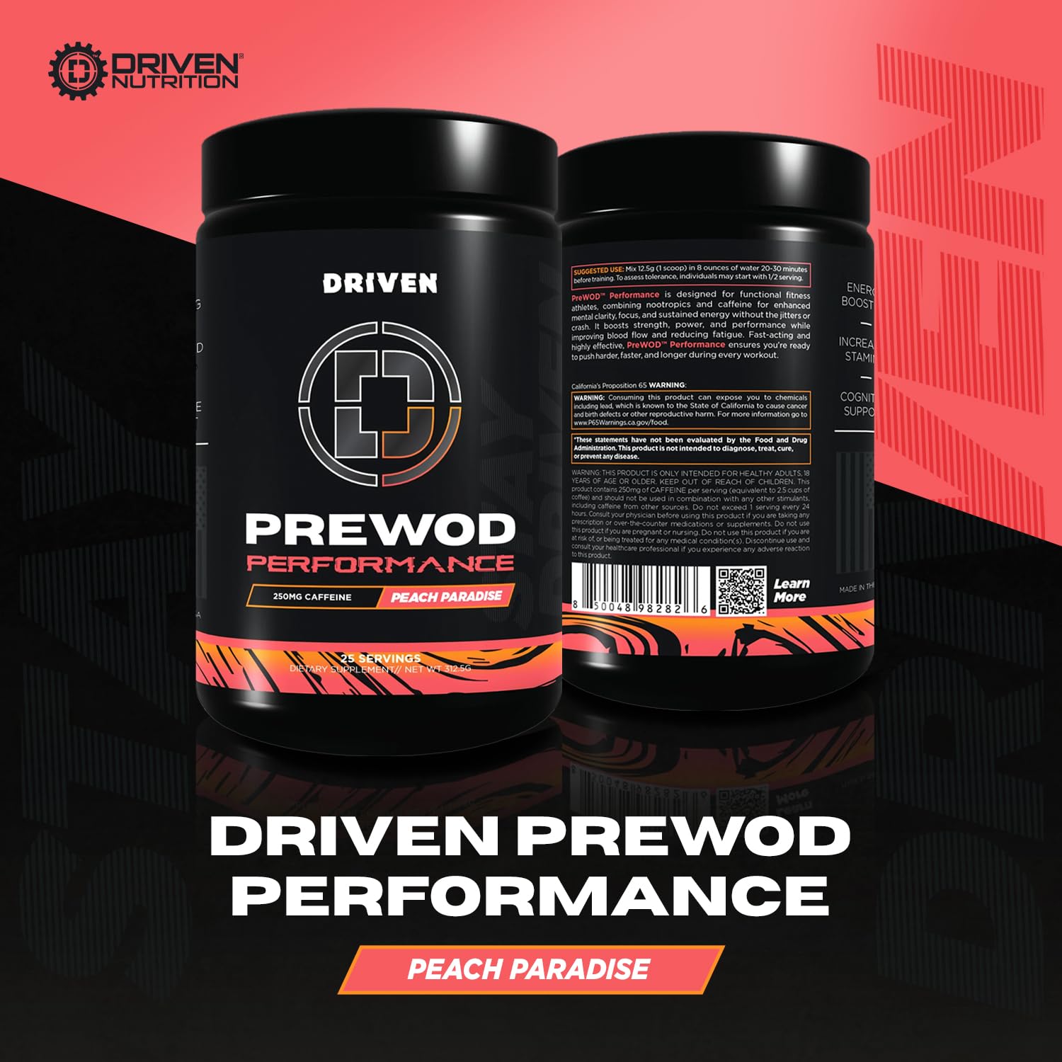 Driven Nutrition PRE WOD Lemon Headrush dissolving for sharp focus during training.