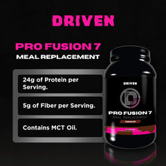 Driven Nutrition ProFusion7 vanilla shake blending smoothly for breakfast or post-workout.