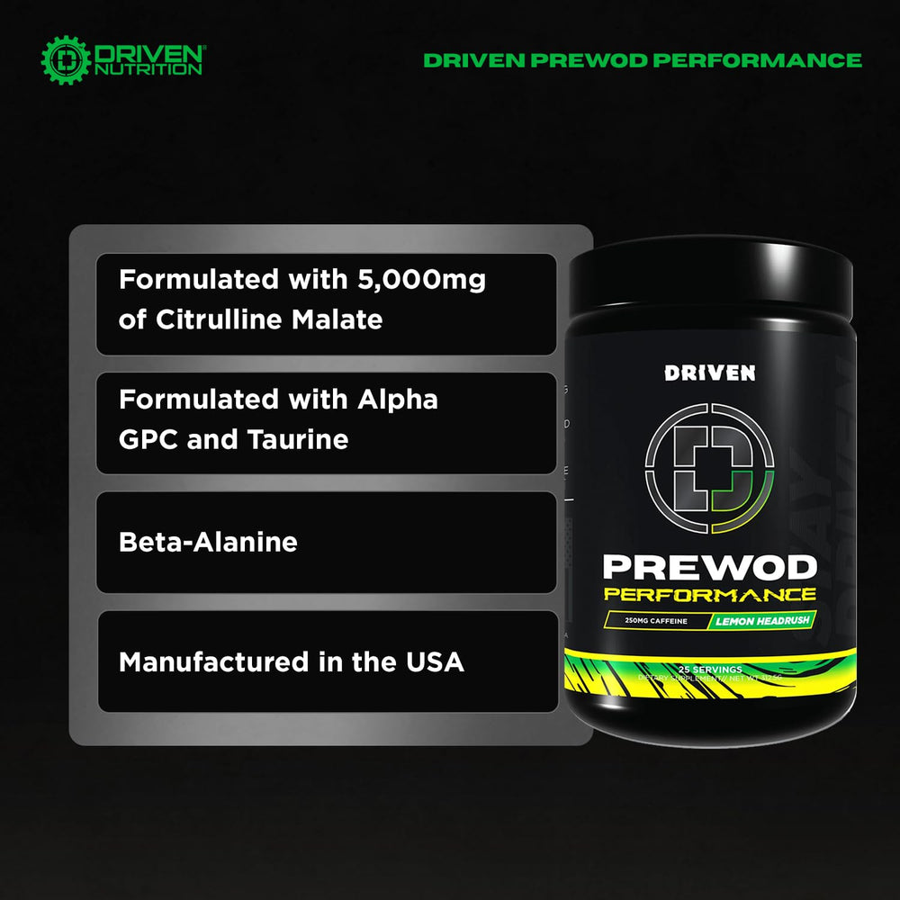 Driven Nutrition Pre WOD Island Charge tub offers stimulant-free endurance.