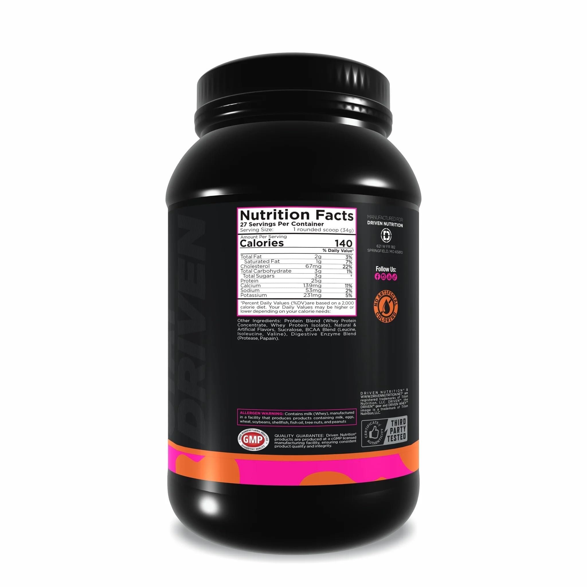 Driven WHEY easy-mix shake being prepared in a glass