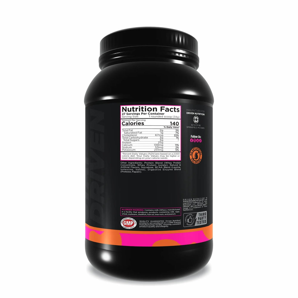 Driven WHEY easy-mix shake being prepared in a glass