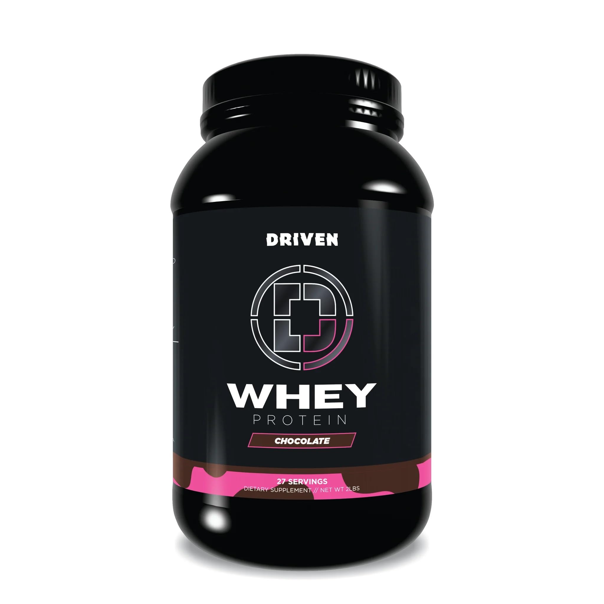 Driven WHEY grass-fed whey protein tub closeup supports muscle recovery after workouts